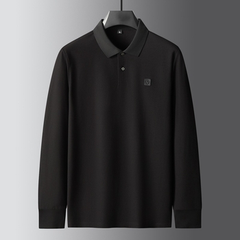 Muški T‑shirt s dugim rukavima, pamuk, plus veličine, reverom, poslovno-opušten stil, jesen 2023