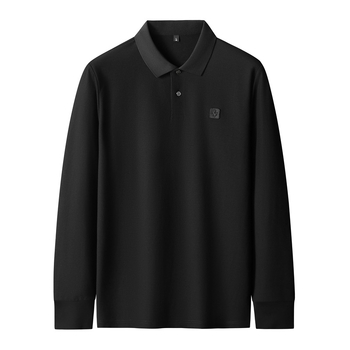 Muški T‑shirt s dugim rukavima, pamuk, plus veličine, reverom, poslovno-opušten stil, jesen 2023