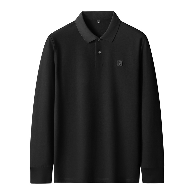 Muški T‑shirt s dugim rukavima, pamuk, plus veličine, reverom, poslovno-opušten stil, jesen 2023