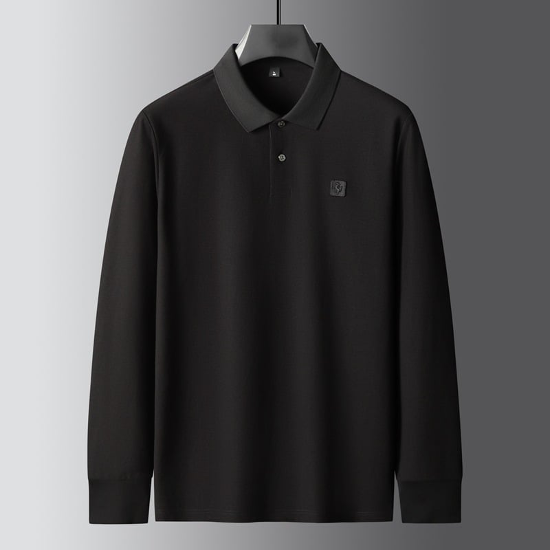 Muški T‑shirt s dugim rukavima, pamuk, plus veličine, reverom, poslovno-opušten stil, jesen 2023