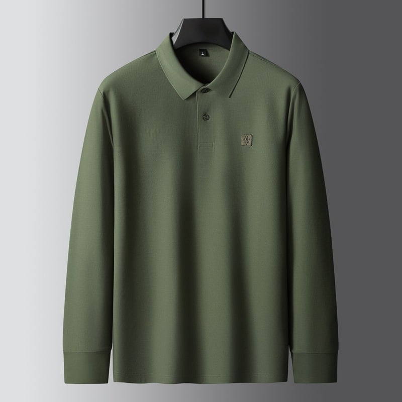 Muški T‑shirt s dugim rukavima, pamuk, plus veličine, reverom, poslovno-opušten stil, jesen 2023