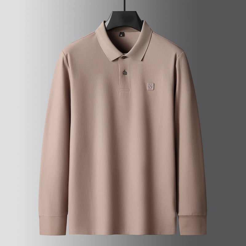 Muški T‑shirt s dugim rukavima, pamuk, plus veličine, reverom, poslovno-opušten stil, jesen 2023