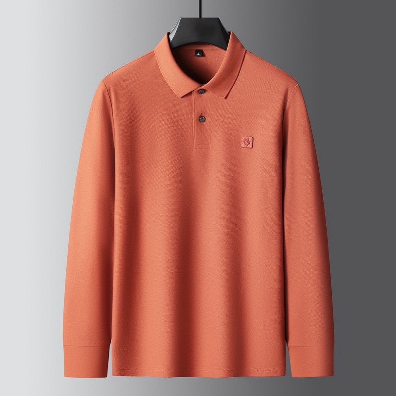 Muški T‑shirt s dugim rukavima, pamuk, plus veličine, reverom, poslovno-opušten stil, jesen 2023