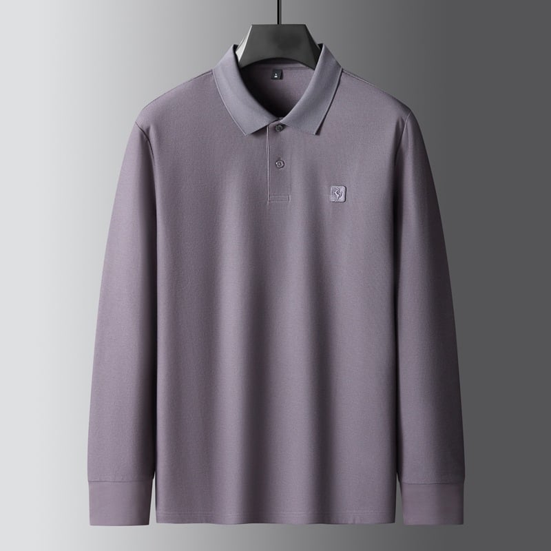 Muški T‑shirt s dugim rukavima, pamuk, plus veličine, reverom, poslovno-opušten stil, jesen 2023
