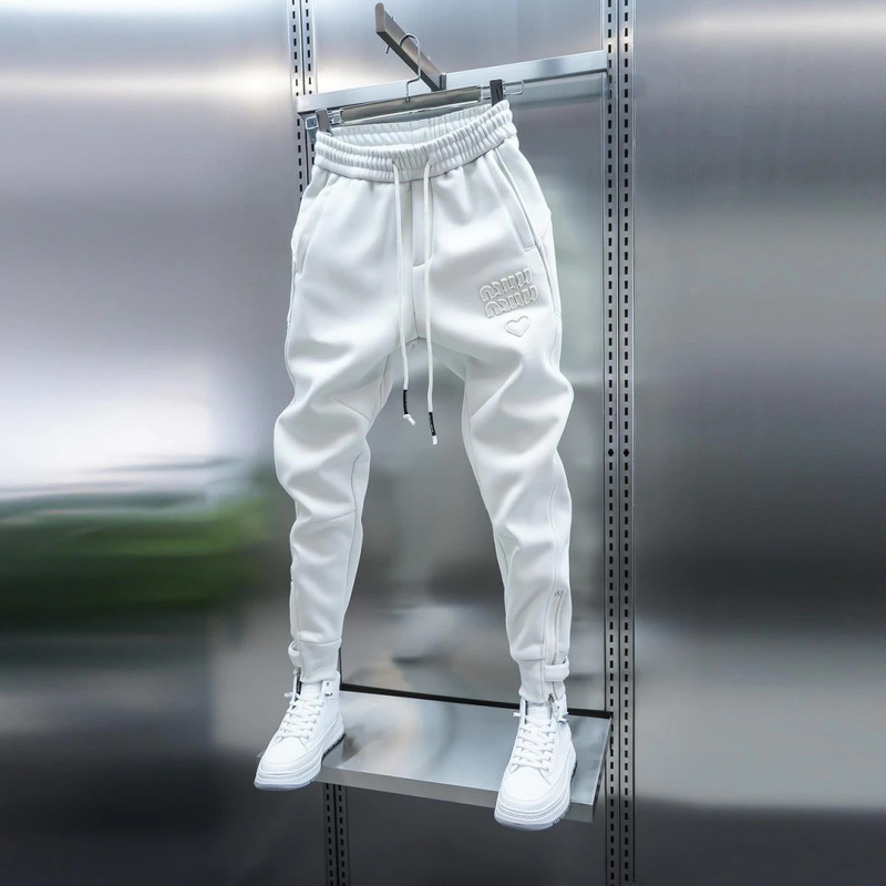 2025 Férfi őszi-téli sokoldalú jogging nadrág, egyszínű, elasztikus derekú, karcsú szabás, fleece belsővel
