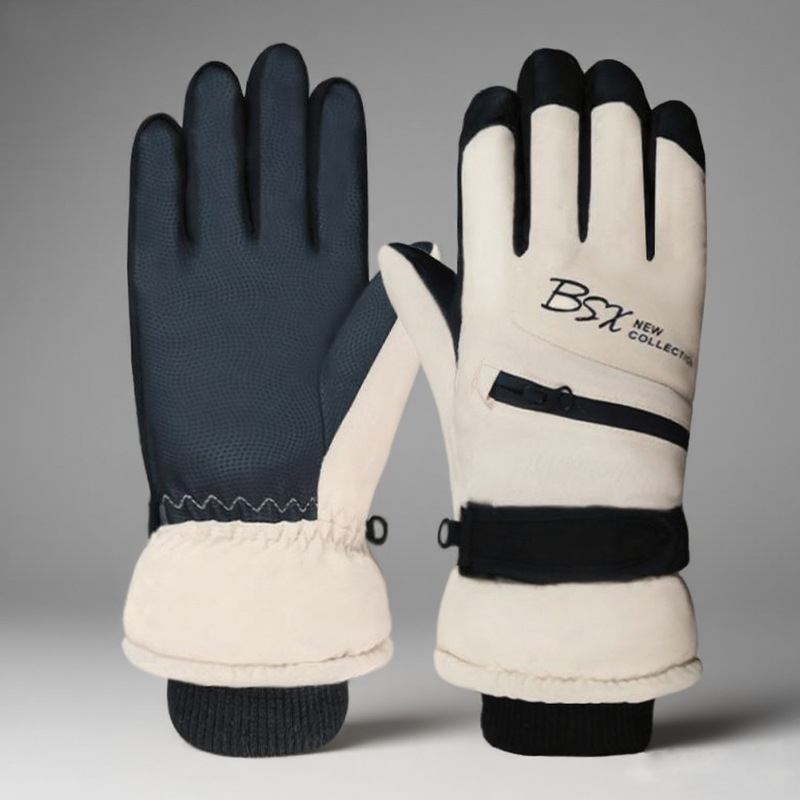 Uniszex nylon síkesztyűk szabadtéri kerékpázáshoz ősz-téli időszakban, fleece béléssel, szélálló, melegek, vízállóak, hidegállóak, vastítottak, érintőképernyő-kompatibilisek