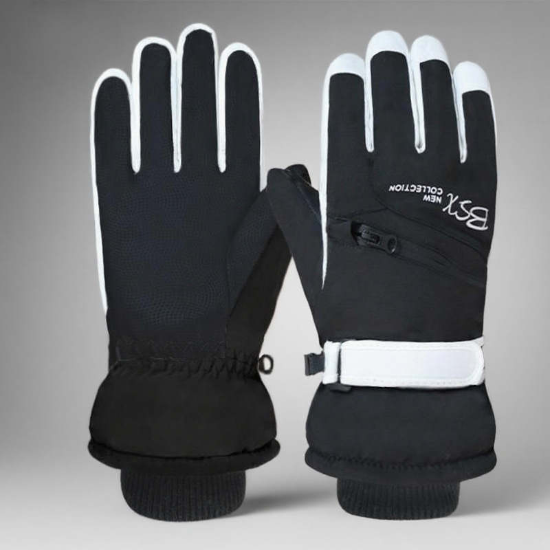 Uniszex nylon síkesztyűk szabadtéri kerékpázáshoz ősz-téli időszakban, fleece béléssel, szélálló, melegek, vízállóak, hidegállóak, vastítottak, érintőképernyő-kompatibilisek