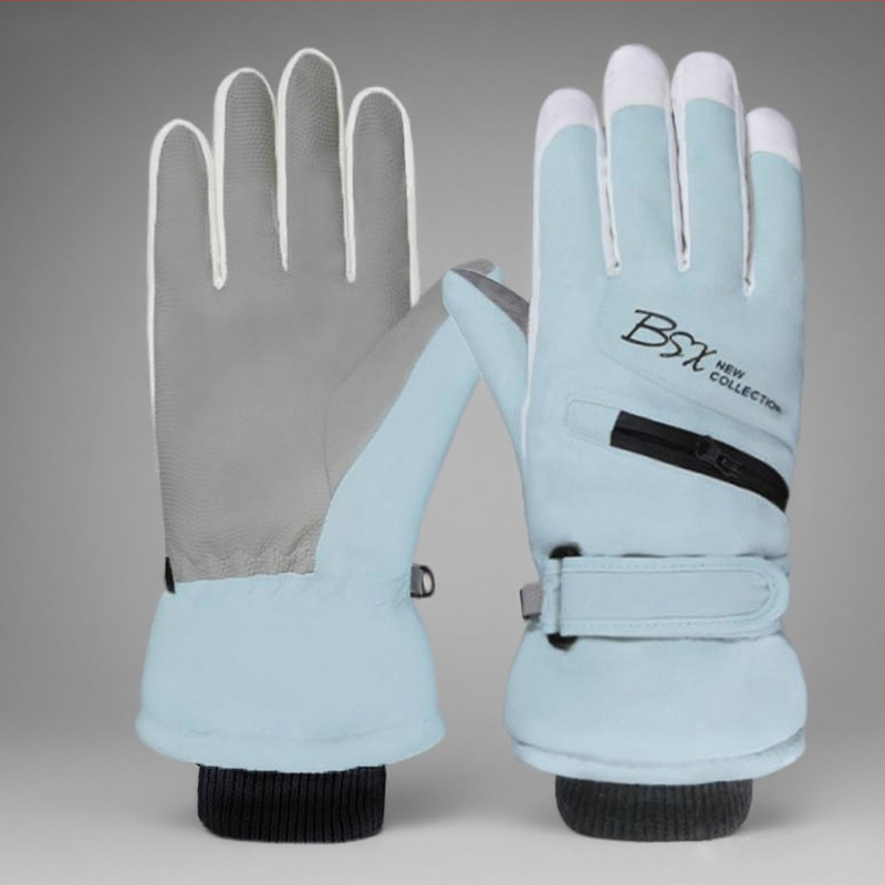 Uniszex nylon síkesztyűk szabadtéri kerékpázáshoz ősz-téli időszakban, fleece béléssel, szélálló, melegek, vízállóak, hidegállóak, vastítottak, érintőképernyő-kompatibilisek