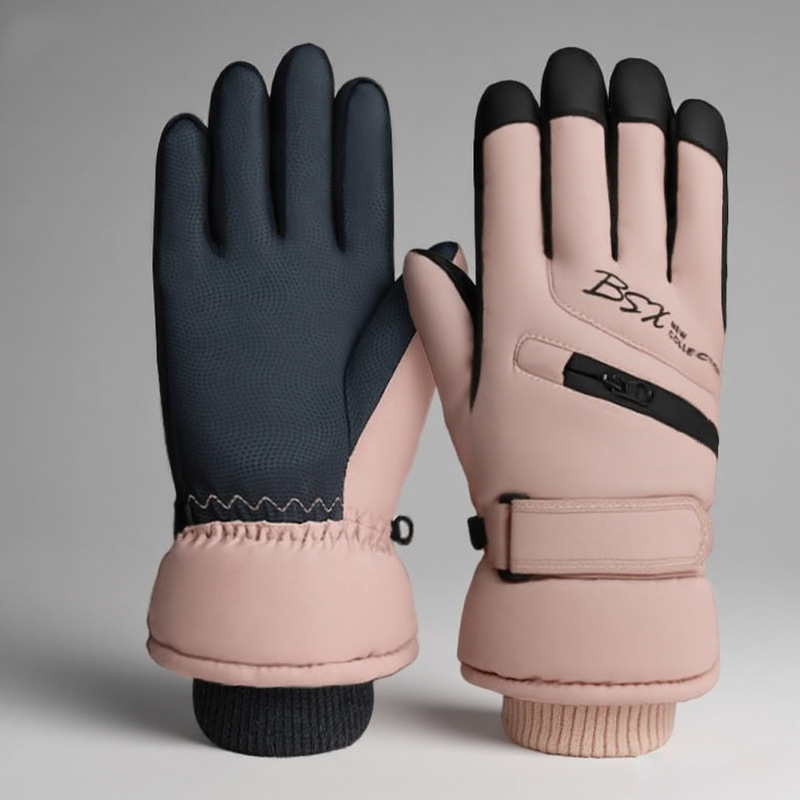 Uniszex nylon síkesztyűk szabadtéri kerékpázáshoz ősz-téli időszakban, fleece béléssel, szélálló, melegek, vízállóak, hidegállóak, vastítottak, érintőképernyő-kompatibilisek