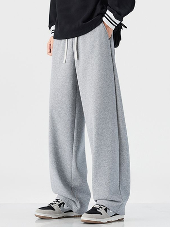 Mingge 2025 jesenje opuštene široke muške hlače, japanski stil, jednobojne, minimalistične jogger hlače