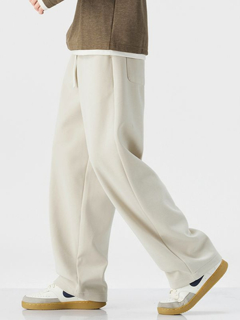 Mingge 2025 jesenje opuštene široke muške hlače, japanski stil, jednobojne, minimalistične jogger hlače