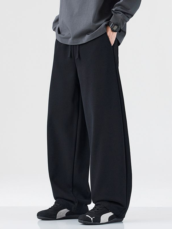 Mingge 2025 jesenje opuštene široke muške hlače, japanski stil, jednobojne, minimalistične jogger hlače
