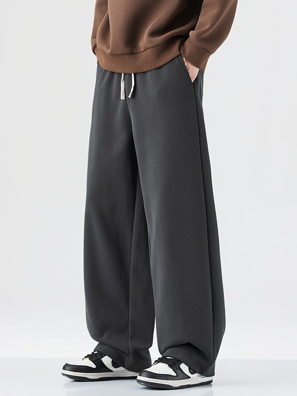 Mingge 2025 jesenje opuštene široke muške hlače, japanski stil, jednobojne, minimalistične jogger hlače