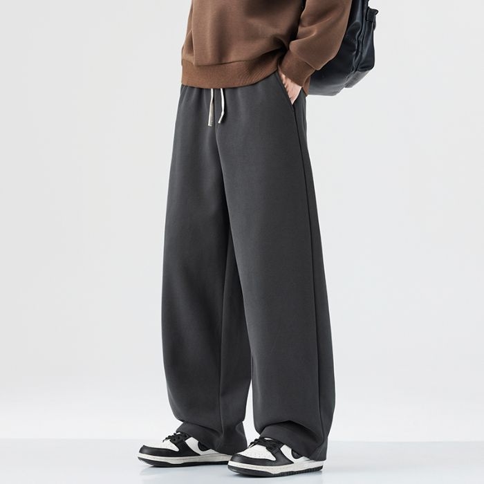 Mingge 2025 jesenje opuštene široke muške hlače, japanski stil, jednobojne, minimalistične jogger hlače