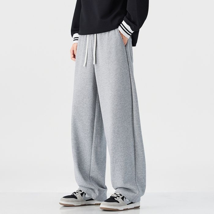 Mingge 2025 jesenje opuštene široke muške hlače, japanski stil, jednobojne, minimalistične jogger hlače