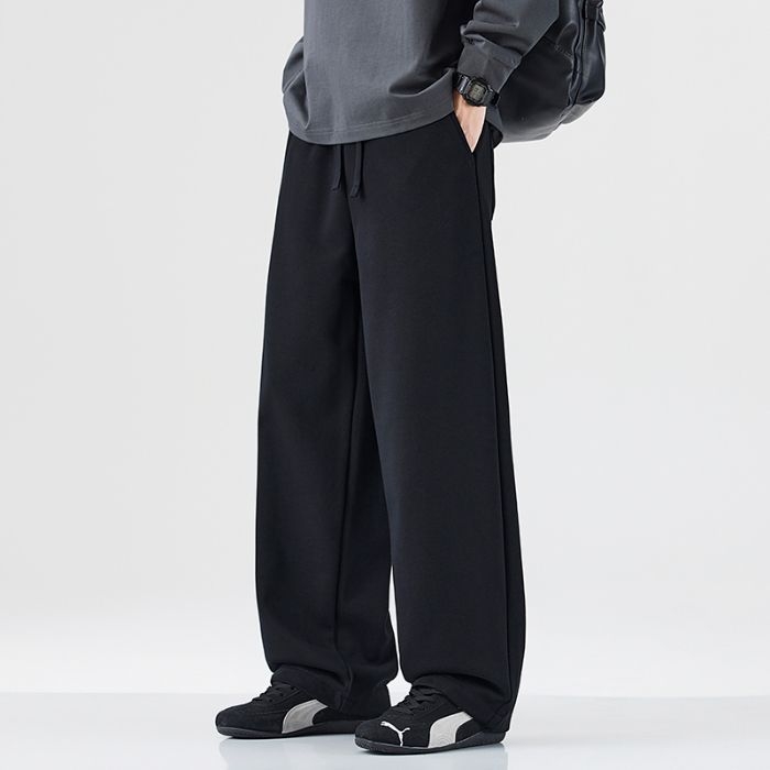 Mingge 2025 jesenje opuštene široke muške hlače, japanski stil, jednobojne, minimalistične jogger hlače
