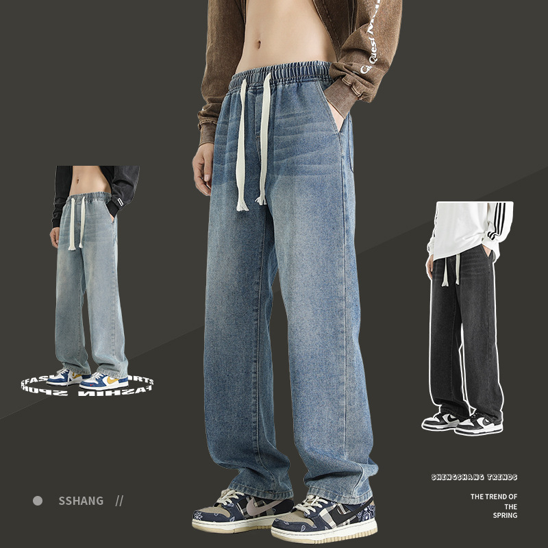 Gray Whale őszi férfi denim nadrág, laza szabás, széles szárú, egyenes fazon