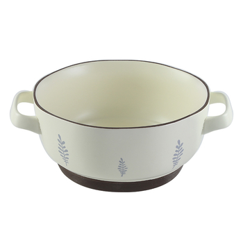 Porcelanska zdjela u japanskom stilu s dvije ručke, velika okrugla zdjela za rezance, juhu, voće i salate, prikladna za mikrovalnu