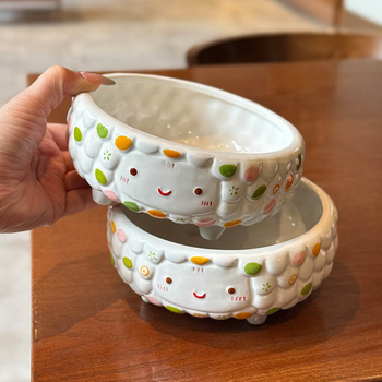 Aranyos bárány motívumú magas porcelán etető- és itatál macskáknak és kutyáknak