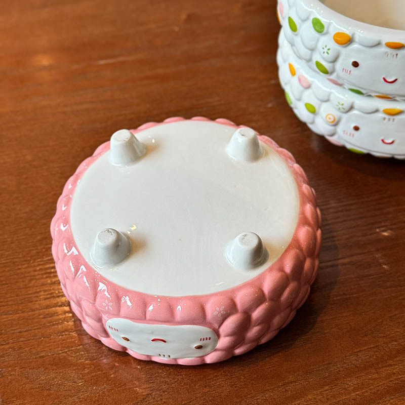 Aranyos bárány motívumú magas porcelán etető- és itatál macskáknak és kutyáknak