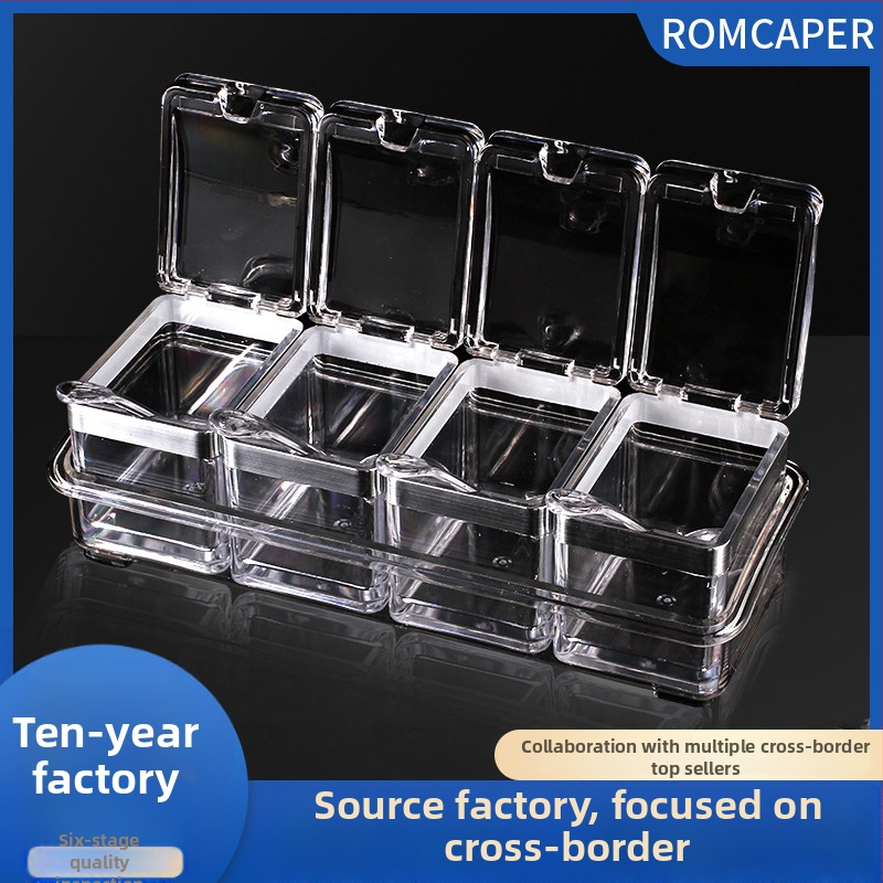 Ακρυλικό κουτί μπαχαρικών για την κουζίνα με διαχωρισμένα διαμερίσματα – πλαστικά δοχεία αποθήκευσης μπαχαρικών, σετ