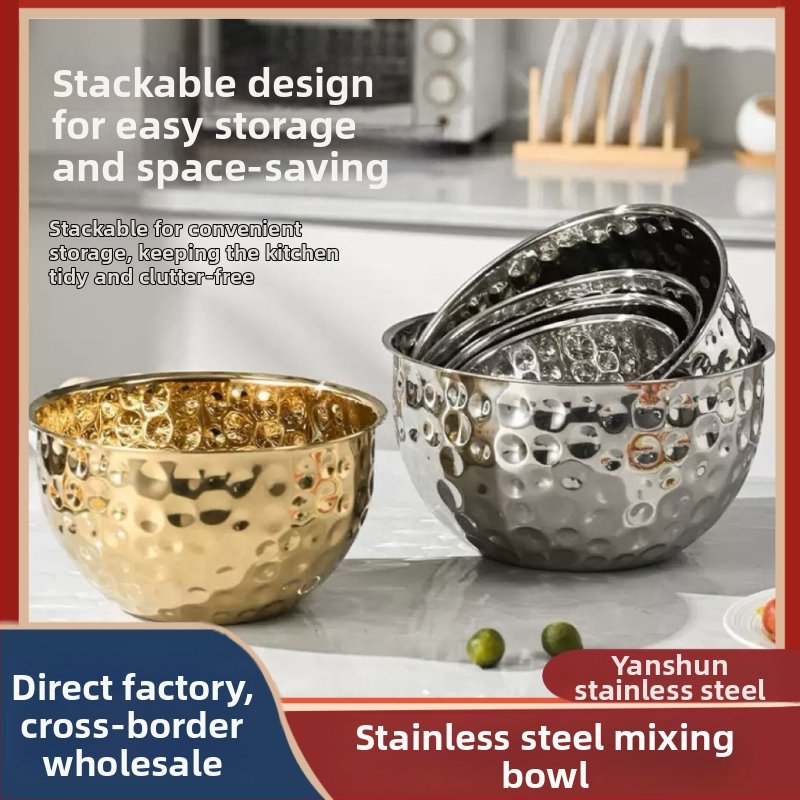 Σφυρηλατημένο ανοξείδωτο μπολ σαλάτας για ανάμειξη ζύμης, ψήσιμο και φρούτα, οικιακή χρήση