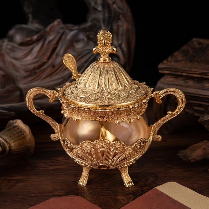 Γυάλινο βάζο καρυκευμάτων ευρωπαϊκού στυλ, πολυτελής αλατιέρα κουζίνας και κουτί MSG, ρετρό διακοσμητικό για φωτογράφηση και τραπέζι