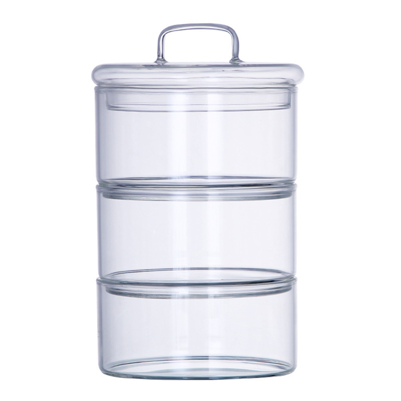 Διαφανή γυάλινα δοχεία αποθήκευσης κουζίνας με καπάκι και δυνατότητα στοίβαξης; μπολ για σνακ, σαλάτες και φρούτα