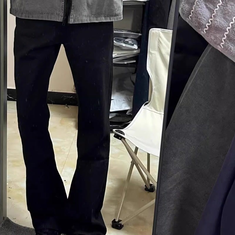 Férfi denim farmernadrág retro mosással, lazán szabott, egyenes szárú, mindennapi viseletre