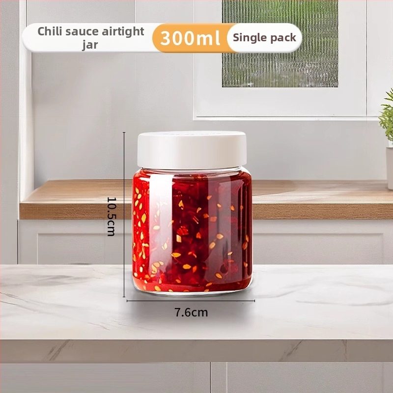 Uzavretý kontajner na potraviny, potravinárska kvalita, na chilli omášu a nakladané zeleniny, 300 ml