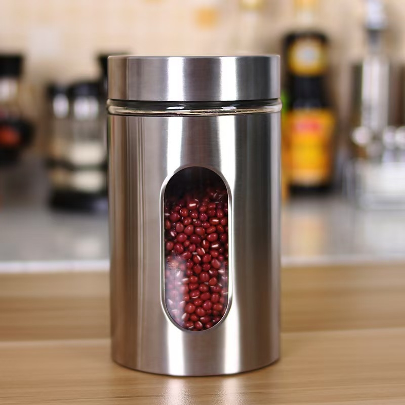 Üvegből készült zárható tárolóüveg átlátszó testtel, gabonafélék, tea és élelmiszerek tárolására, 800–1000 ml