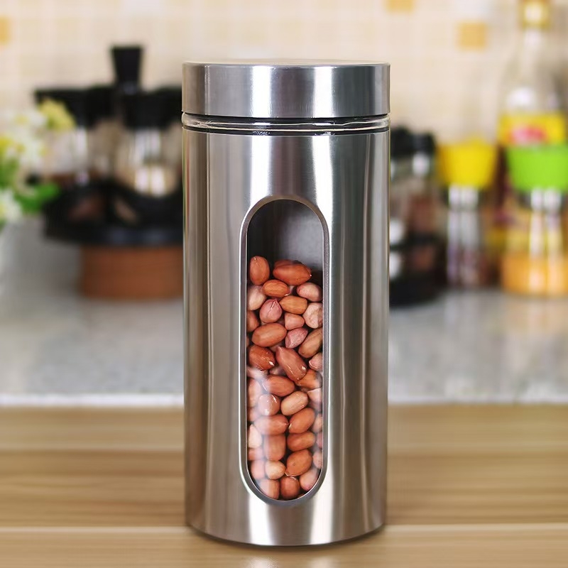 Üvegből készült zárható tárolóüveg átlátszó testtel, gabonafélék, tea és élelmiszerek tárolására, 800–1000 ml