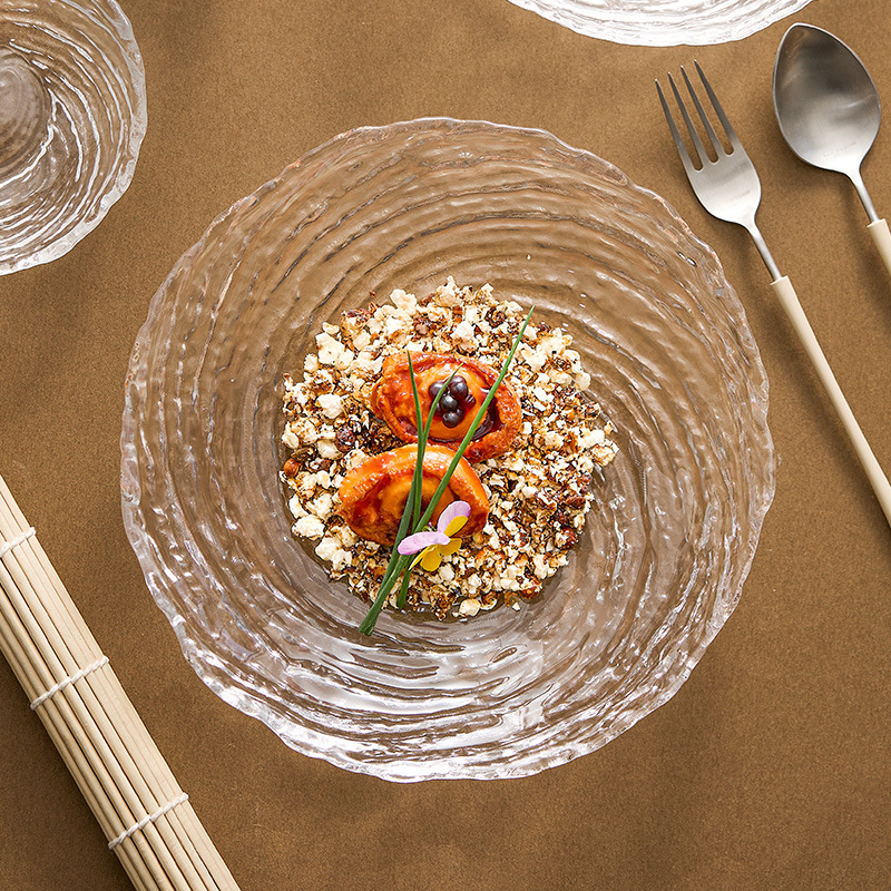 Canghai üveg gyümölcs tál, mély, luxus stílusban a gyümölcsök, saláta és joghurt számára; otthoni használatra, elegáns gyümölcstál
