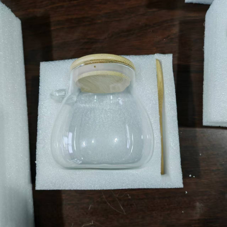 Tea tároló üveg kanállal, magas bóroszilikát üveg, zárható, nassolnivalókhoz, aszalt gyümölcsökhöz és cukorhoz