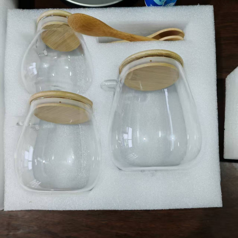 Tea tároló üveg kanállal, magas bóroszilikát üveg, zárható, nassolnivalókhoz, aszalt gyümölcsökhöz és cukorhoz