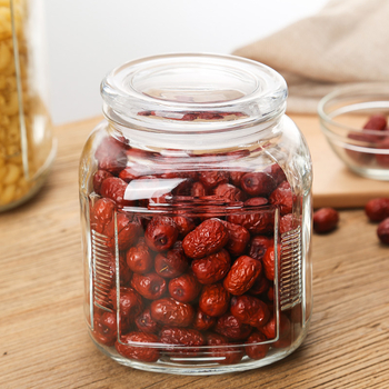 Üveg tárolóedény fedéllel élelmiszerekhez, 1-2 L