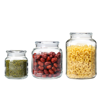 Üveg tárolóedény fedéllel élelmiszerekhez, 1-2 L