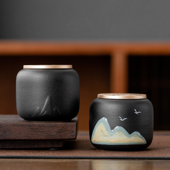 Castle Peak zárt kerámia teás doboz Pu'er teához, kis méret, utazási tárolás, testreszabott logó