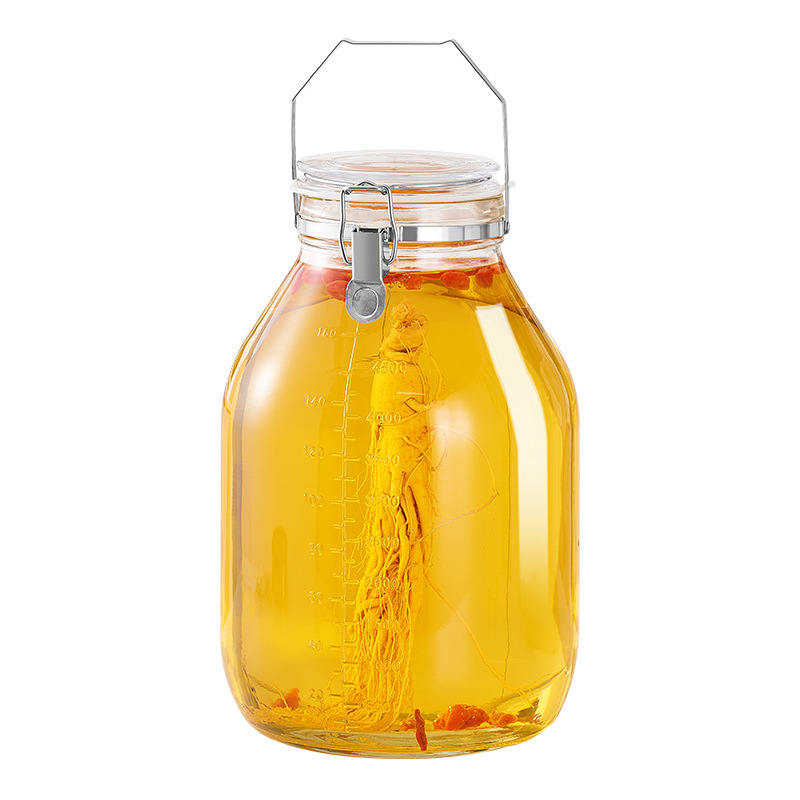 Japán stílusú légmentesen záró üveg fermentáló edény automata szellőztetéssel és enzimpalackkal, hengeres tárolóedény (4,1–5 L)
