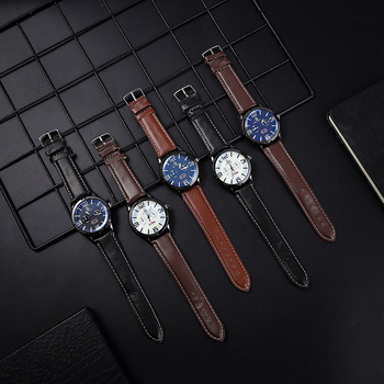 Ανδρικό ρολόι Quartz με λουρί PU — λεπτό, καθημερινό επιχειρηματικό στυλ