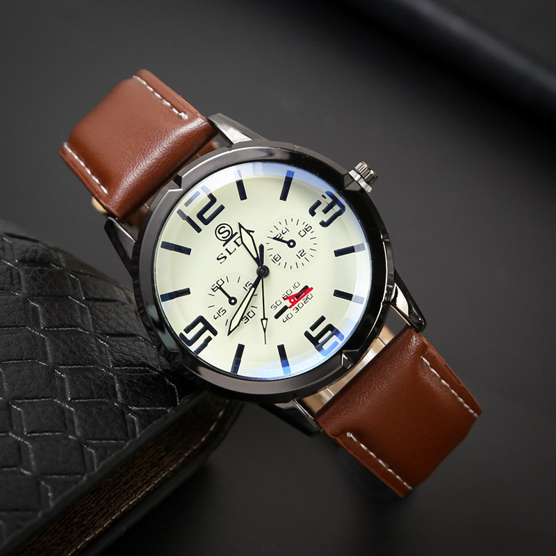 Ανδρικό ρολόι Quartz με λουρί PU — λεπτό, καθημερινό επιχειρηματικό στυλ