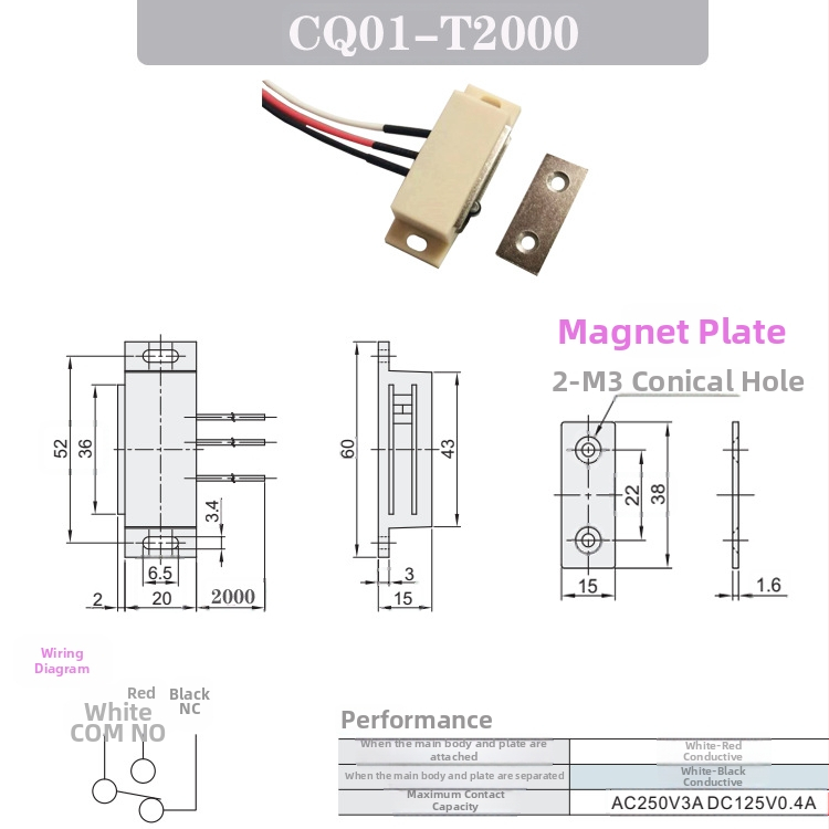 HMGR-T150/2000 Trojvodičový magnetický zámok dverí HGE11-52-L150/2000