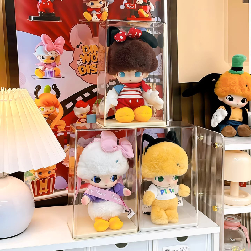 Bubble Mart Dimoo Disney Θήκη αποθήκευσης και προβολής βινύλ φιγούρων με διαφανές κάλυμμα κατά της σκόνης και ράφι για στοίβαξη