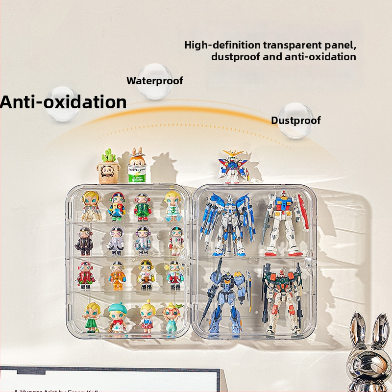 Nástenná priehľadná akrylová vitrína na figúrky a LEGO, prachotesná, objem 18 l