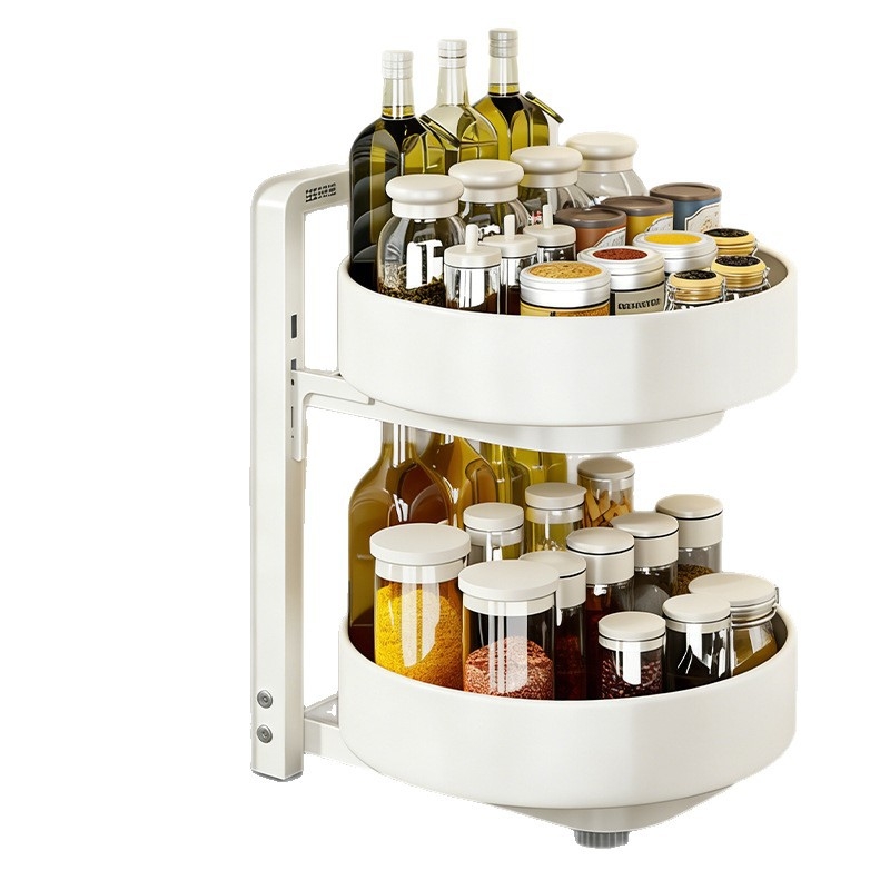 360° περιστρεφόμενο ράφι μπαχαρικών κουζίνας, πολυλειτουργικός γωνιακός οργανωτής πάγκου