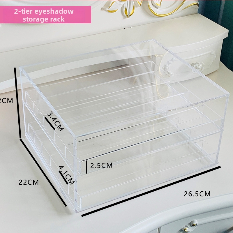 Akrylový kozmetický organizér s vekom a priehradkami na rúž, očné tiene a líčenie; prachotesný, moderný minimalistický dizajn s kockovaným vzorom, kapacita 12 L.