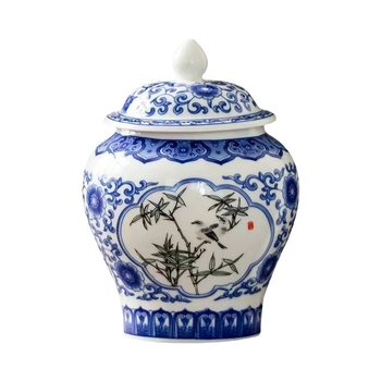 Keramička posuda za čaj s poklopcem, za Pu'er i bijeli čaj, plavo-bijela porcelanska dekoracija, retro stil