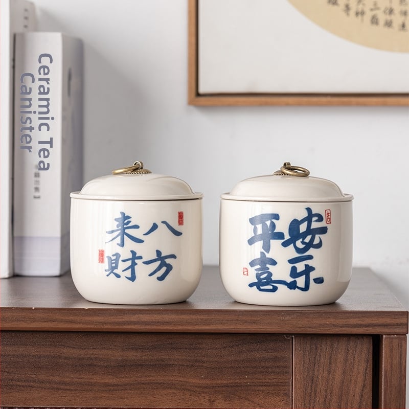 Keramická dóza na čaj, veľká, japonský štýl, vlhkosť odolná, uzatvárateľná, vhodná pre čierny, zelený a Pu'er čaj.