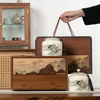 Visokokvalitetna keramička kutija za čaj, dvostruka kutija za darivanje, retro stil, mat glazura; Pu'er čaj.