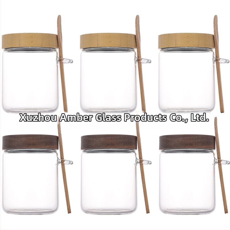 Set sklenených nádob z borosilikátového skla so lyžičkou na overnight oats, uzatvárateľné nádoby na skladovanie a pohár na marmeládu, 500 ml